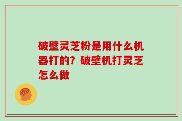 破壁灵芝粉是用什么机器打的？破壁机打灵芝怎么做