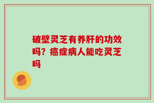 破壁灵芝有养肝的功效吗？癌症病人能吃灵芝吗