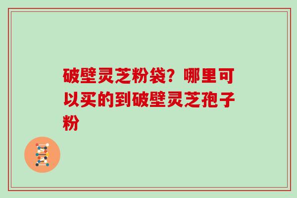 破壁灵芝粉袋？哪里可以买的到破壁灵芝孢子粉