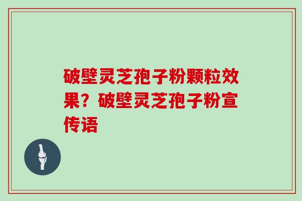 破壁灵芝孢子粉颗粒效果？破壁灵芝孢子粉宣传语