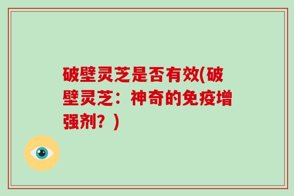 破壁灵芝是否有效(破壁灵芝：神奇的免疫增强剂？)