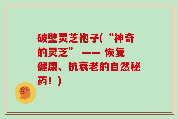 破壁灵芝袍子(“神奇的灵芝” —— 恢复健康、抗衰老的自然秘药！)
