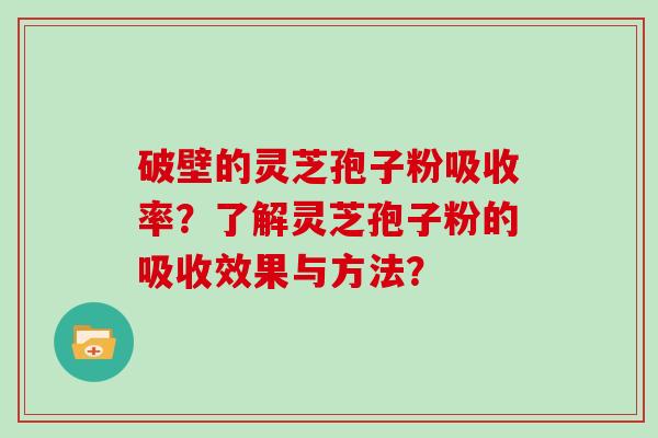 破壁的灵芝孢子粉吸收率？了解灵芝孢子粉的吸收效果与方法？