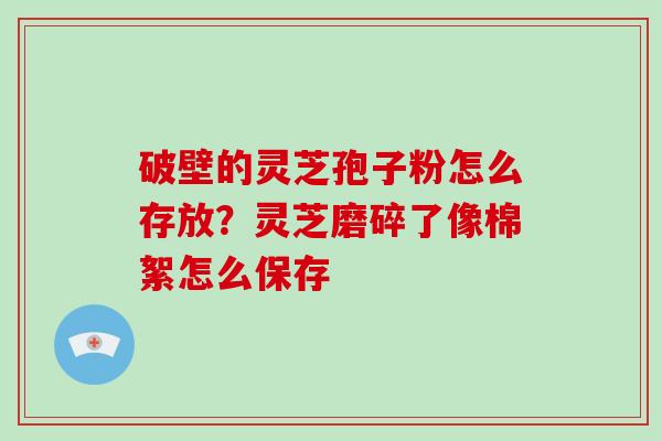 破壁的灵芝孢子粉怎么存放？灵芝磨碎了像棉絮怎么保存
