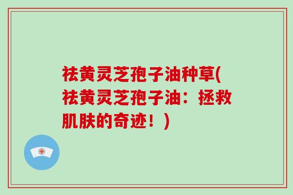 祛黄灵芝孢子油种草(祛黄灵芝孢子油：拯救肌肤的奇迹！)