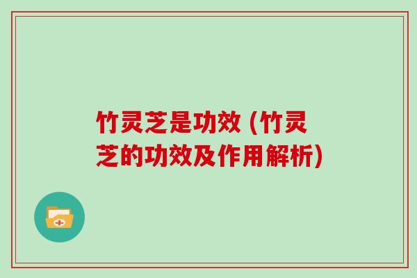 竹灵芝是功效 (竹灵芝的功效及作用解析)