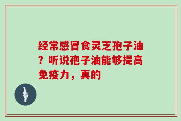 经常感冒食灵芝孢子油？听说孢子油能够提高免疫力，真的