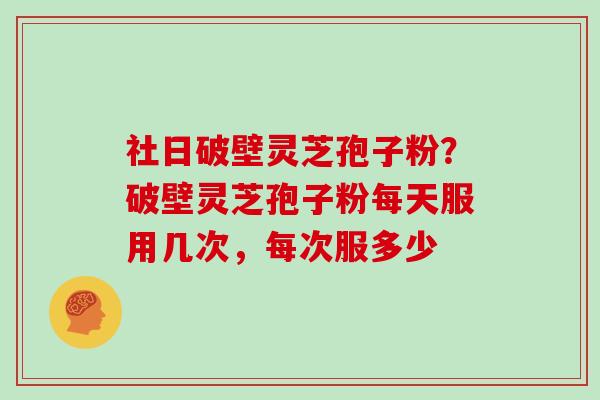 社日破壁灵芝孢子粉？破壁灵芝孢子粉每天服用几次，每次服多少
