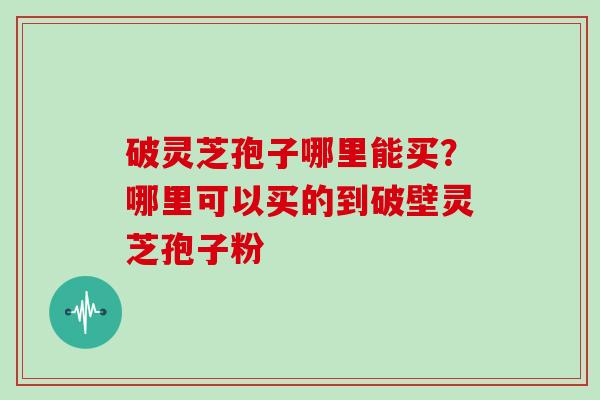 破灵芝孢子哪里能买？哪里可以买的到破壁灵芝孢子粉