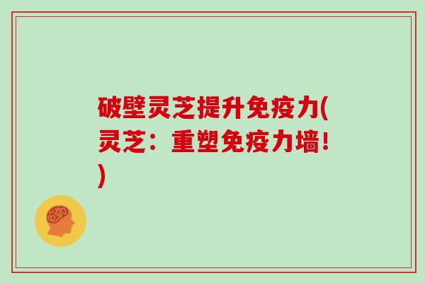 破壁灵芝提升免疫力(灵芝：重塑免疫力墙！)