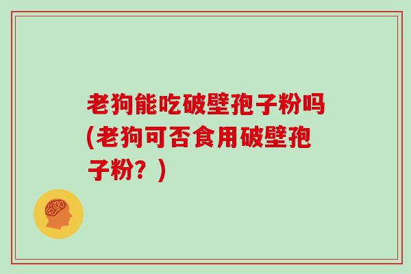 老狗能吃破壁孢子粉吗(老狗可否食用破壁孢子粉？)