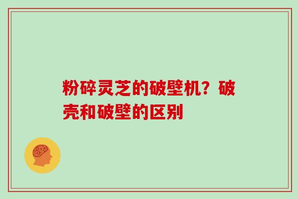 粉碎灵芝的破壁机？破壳和破壁的区别