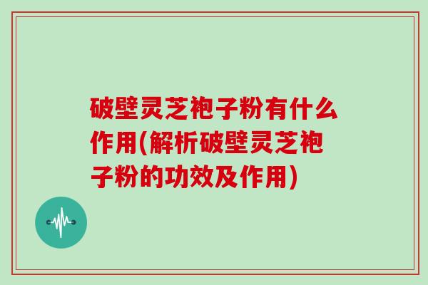 破壁灵芝袍子粉有什么作用(解析破壁灵芝袍子粉的功效及作用)