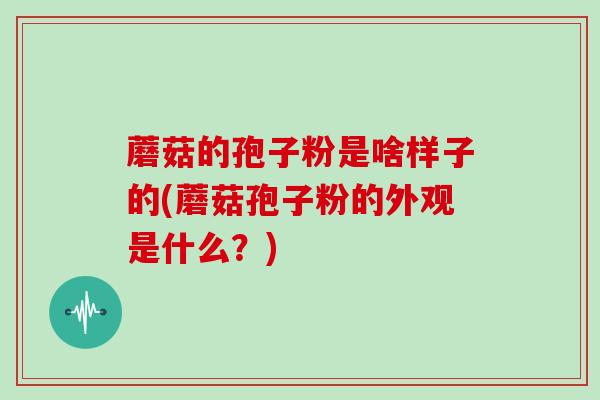 蘑菇的孢子粉是啥样子的(蘑菇孢子粉的外观是什么？)