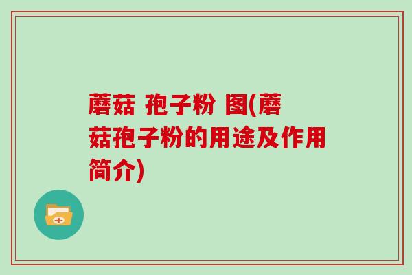 蘑菇 孢子粉 图(蘑菇孢子粉的用途及作用简介)