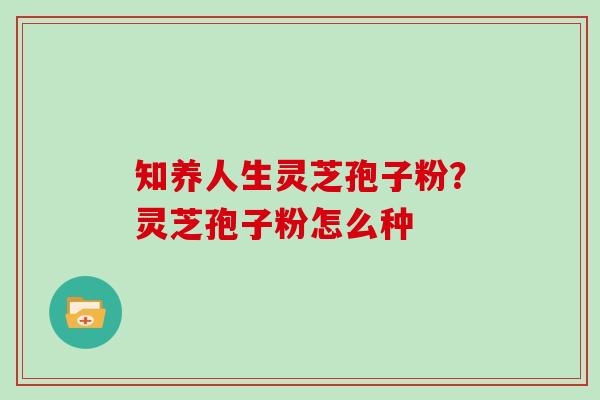 知养人生灵芝孢子粉？灵芝孢子粉怎么种