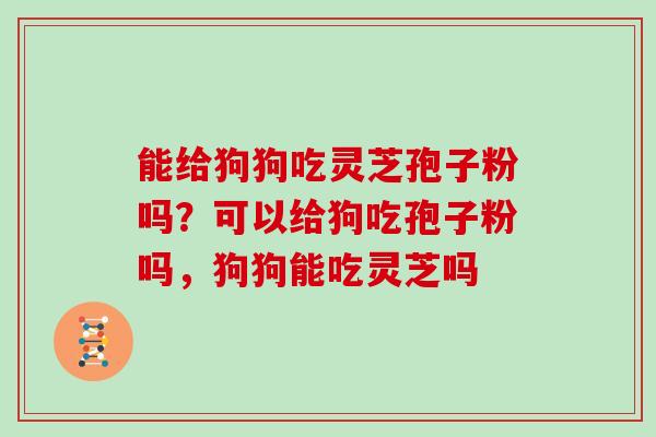 能给狗狗吃灵芝孢子粉吗？可以给狗吃孢子粉吗，狗狗能吃灵芝吗
