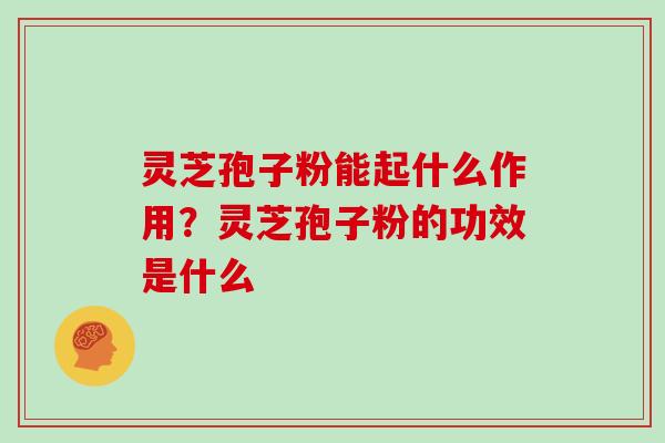 灵芝孢子粉能起什么作用？灵芝孢子粉的功效是什么