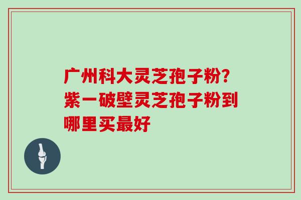 广州科大灵芝孢子粉？紫一破壁灵芝孢子粉到哪里买最好