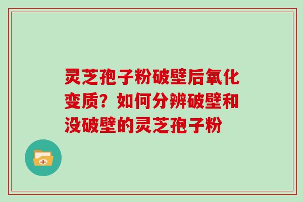 灵芝孢子粉破壁后氧化变质?如何分辨破壁和没破壁的灵芝孢子粉-第1张图片-灵芝大师 灵芝孢子粉破壁后氧化变质?如何分辨破壁和没破壁的灵芝孢子粉-第1张图片-灵芝大师