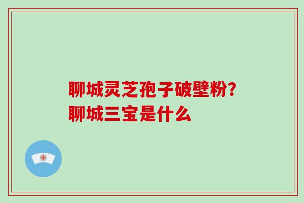 聊城灵芝孢子破壁粉？聊城三宝是什么