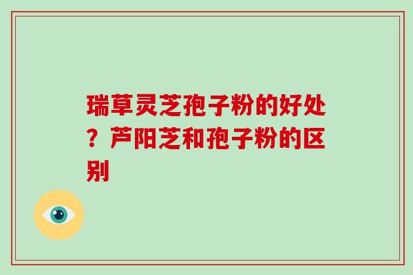 瑞草灵芝孢子粉的好处？芦阳芝和孢子粉的区别