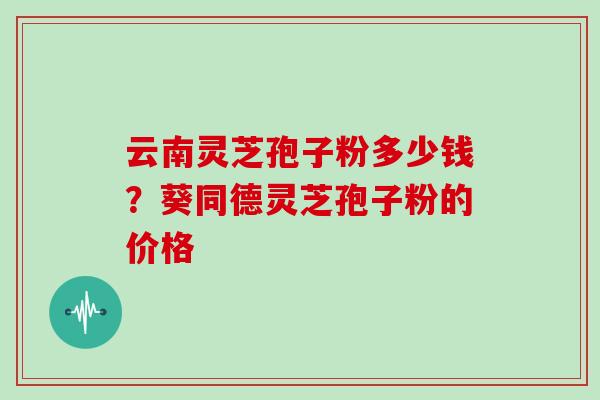 云南灵芝孢子粉多少钱？葵同德灵芝孢子粉的价格