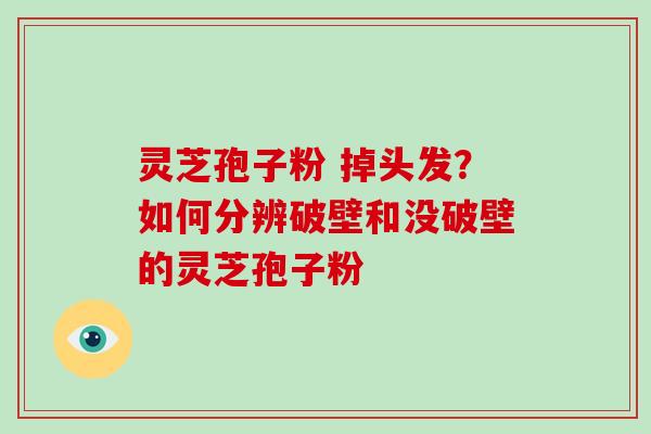 灵芝孢子粉 掉头发?如何分辨破壁和没破壁的灵芝孢子粉-第1张图片-灵芝大师 灵芝孢子粉 掉头发?如何分辨破壁和没破壁的灵芝孢子粉-第1张图片-灵芝大师