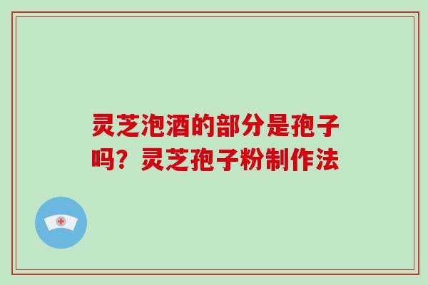 灵芝泡酒的部分是孢子吗？灵芝孢子粉制作法
