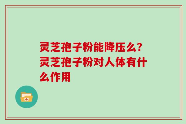 灵芝孢子粉能降压么？灵芝孢子粉对人体有什么作用