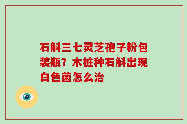 石斛三七灵芝孢子粉包装瓶?木桩种石斛出现白色菌怎么治-第1张图片-灵芝大师 石斛三七灵芝孢子粉包装瓶?木桩种石斛出现白色菌怎么治-第1张图片-灵芝大师