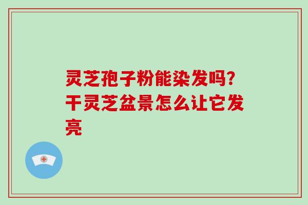 灵芝孢子粉能染发吗?干灵芝盆景怎么让它发亮-第1张图片-灵芝大师 灵芝孢子粉能染发吗?干灵芝盆景怎么让它发亮-第1张图片-灵芝大师