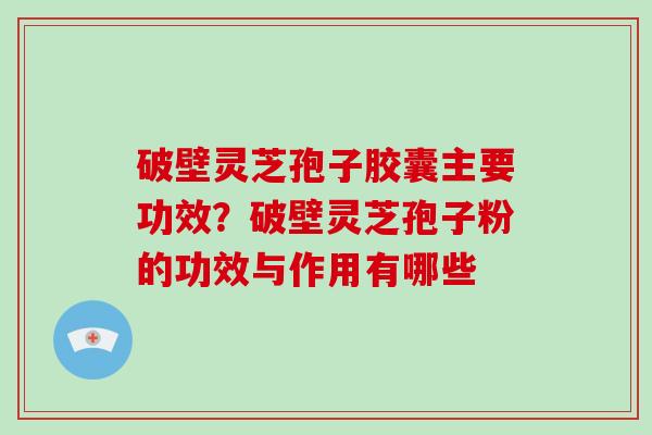 破壁灵芝孢子胶囊主要功效？破壁灵芝孢子粉的功效与作用有哪些