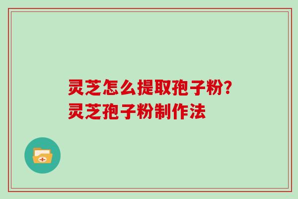 灵芝怎么提取孢子粉？灵芝孢子粉制作法