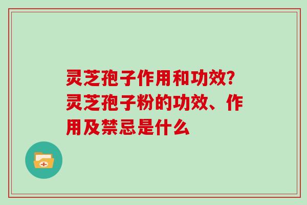 灵芝孢子作用和功效？灵芝孢子粉的功效、作用及禁忌是什么