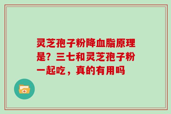 灵芝孢子粉降血脂原理是?三七和灵芝孢子粉一起吃,真的有用吗-第1张图片-灵芝大师 灵芝孢子粉降血脂原理是?三七和灵芝孢子粉一起吃,真的有用吗-第1张图片-灵芝大师
