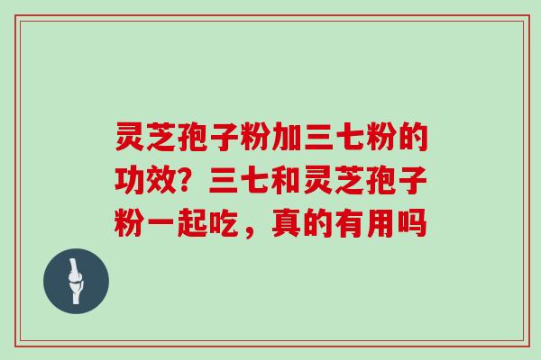 灵芝孢子粉加三七粉的功效?三七和灵芝孢子粉一起吃,真的有用吗-第1张图片-灵芝大师 灵芝孢子粉加三七粉的功效?三七和灵芝孢子粉一起吃,真的有用吗-第1张图片-灵芝大师