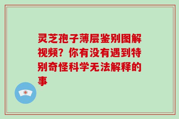灵芝孢子薄层鉴别图解视频？你有没有遇到特别奇怪科学无法解释的事