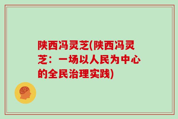 陕西冯灵芝(陕西冯灵芝：一场以人民为中心的全民治理实践)