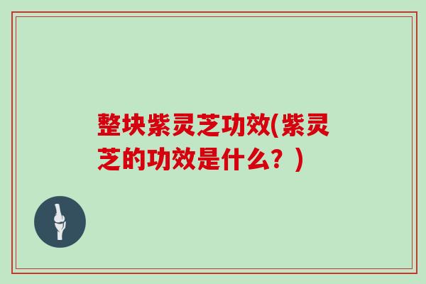 整块紫灵芝功效(紫灵芝的功效是什么？)
