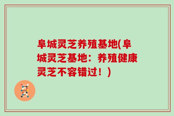 阜城灵芝养殖基地(阜城灵芝基地：养殖健康灵芝不容错过！)