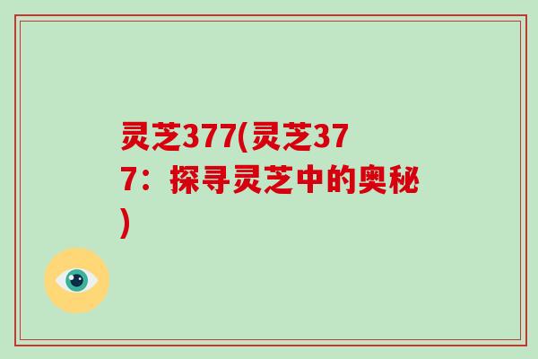 灵芝377(灵芝377：探寻灵芝中的奥秘)