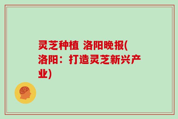 灵芝种植 洛阳晚报(洛阳：打造灵芝新兴产业)