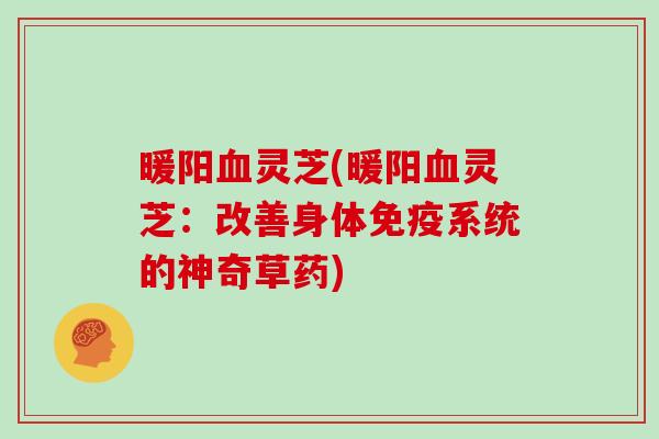 暖阳血灵芝(暖阳血灵芝：改善身体免疫系统的神奇草药)