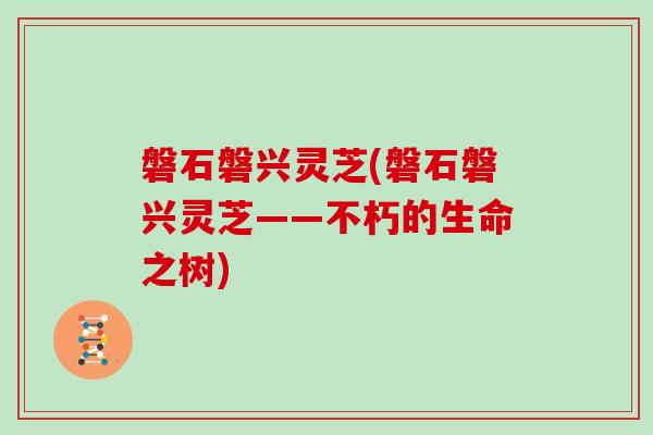 磐石磐兴灵芝(磐石磐兴灵芝——不朽的生命之树)-第1张图片-灵芝大师 磐石磐兴灵芝(磐石磐兴灵芝——不朽的生命之树)-第1张图片-灵芝大师