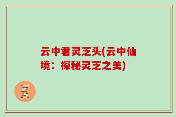 云中君灵芝头(云中仙境:探秘灵芝之美)-第1张图片-灵芝大师 云中君灵芝头(云中仙境:探秘灵芝之美)-第1张图片-灵芝大师
