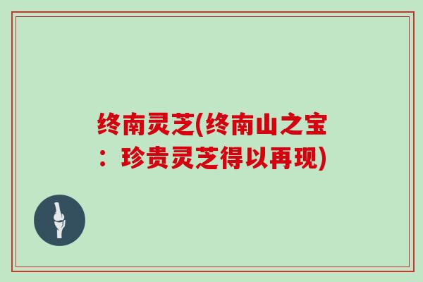 终南灵芝(终南山之宝：珍贵灵芝得以再现)