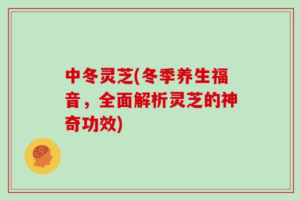 中冬灵芝(冬季养生福音，全面解析灵芝的神奇功效)