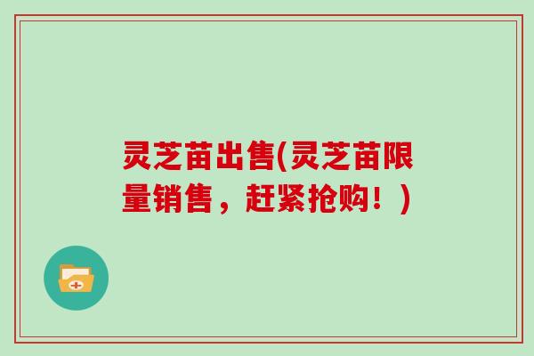 灵芝苗出售(灵芝苗限量销售，赶紧抢购！)