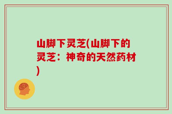 山脚下灵芝(山脚下的灵芝：神奇的天然药材)